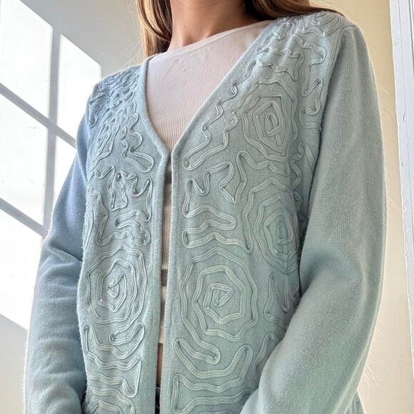Vintage Designers Originals Ice Blue Cardigan Small Spring - Picture 2 of 2